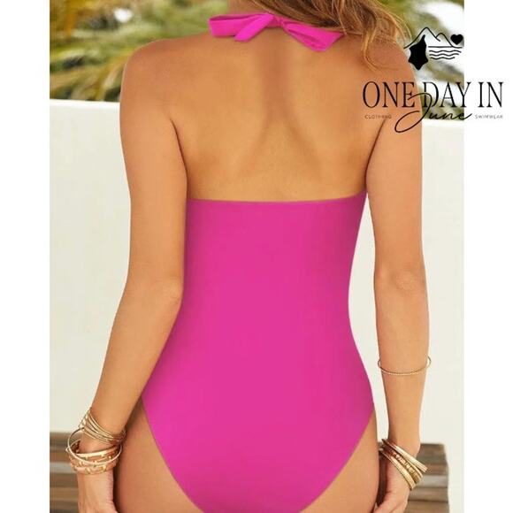 Suuksess Cross Front Halter One Piece Swimsuit Size M - Picture 2 of 6